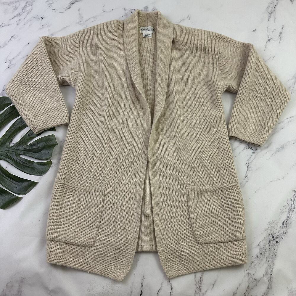 Knights LTD Womens Vintage 90s Shawl Collar Cardigan Sweater Size L Angora Wool
